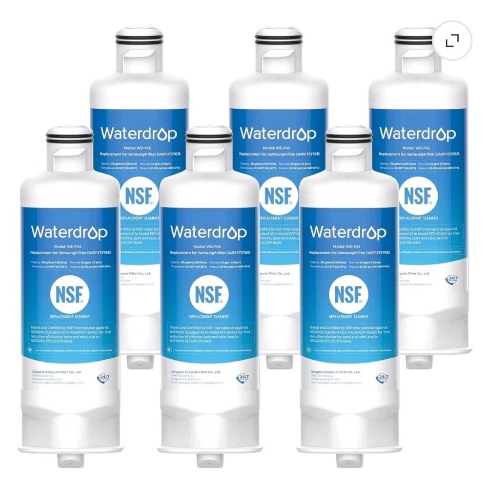Waterdrop F45 Refrigerator Water Filter,Replacement for Samsung 6 Pack
